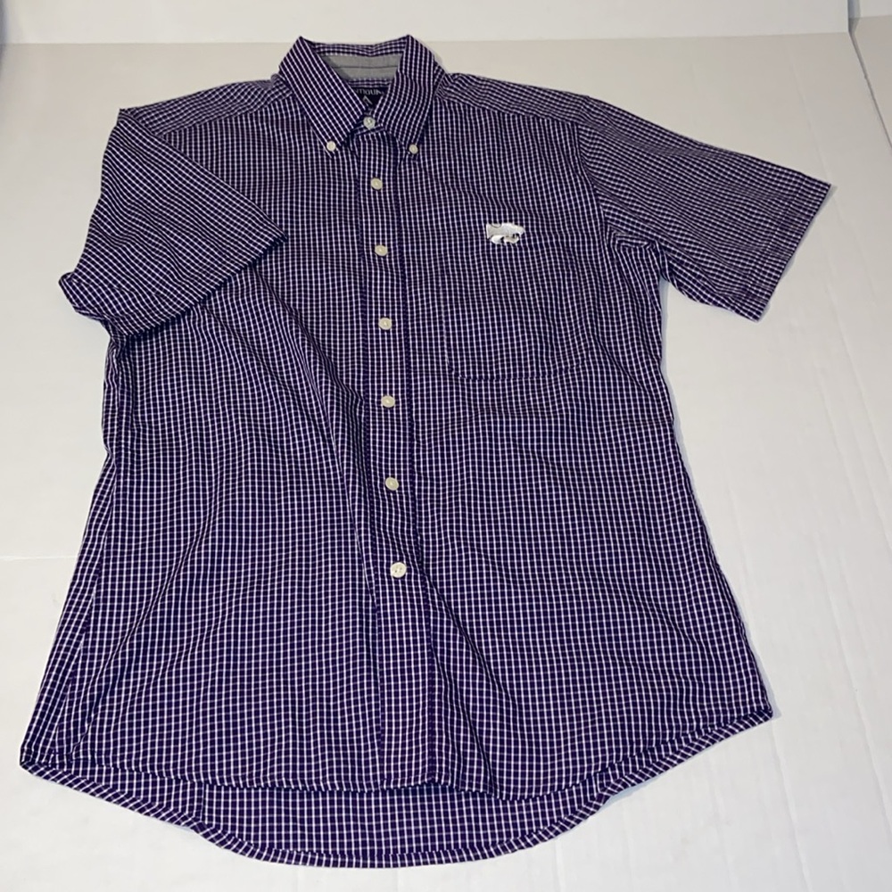 Antigua Men’s Medium KSU Wildcats Short Sleeve Purple & White Button Down Shirt